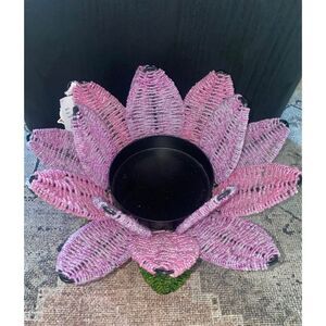 Large Beaded Lotus Flower Candle Holder / Vase